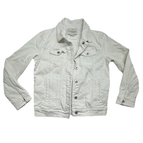 Pilcro by Anthropologie Jackets & Blazers - Pilcro Anthropologie White Denim Eyelet Trucker Jacket Boho Western XSmall